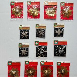 Kurt Adler Santa’s World Holiday Trim Christmas Ornaments Lot Tinsel Snowflakes